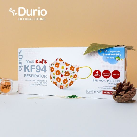 Durio 904K Kid’s KF94 Respirator - Honey Bear - (10pcs)